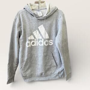 Adidas Mens Size Small Gray Hoodie Classic Large Logo Sweatshirt Pullover